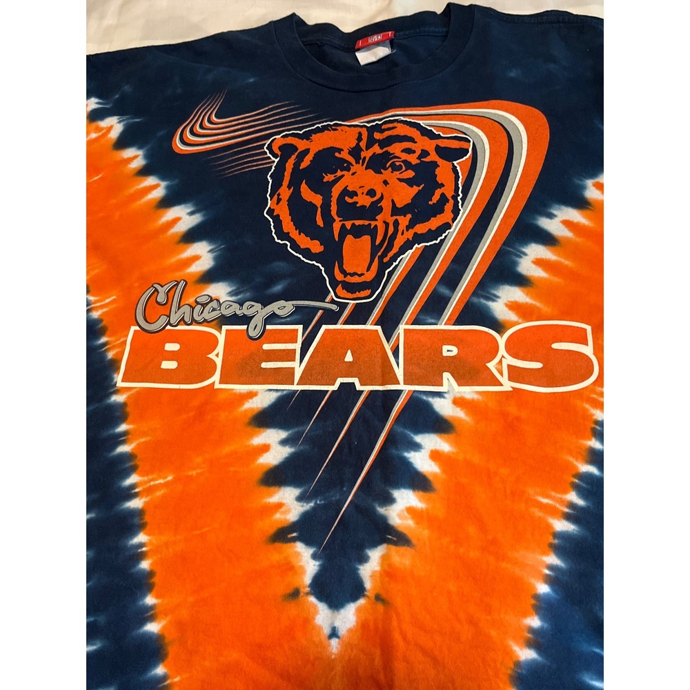 Vintage Chicago Bears Tie Dye Graphic T-Shirt XXL Navy Orange NFL Made in USA - Picture 2 of 8